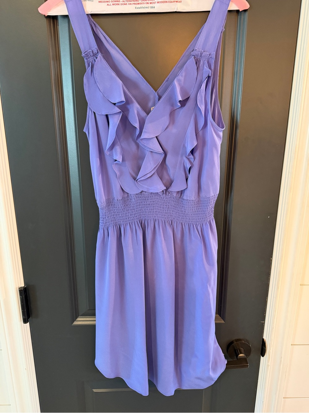 Rebecca Taylor Lavender Ruffle V-Neck Mini Dress